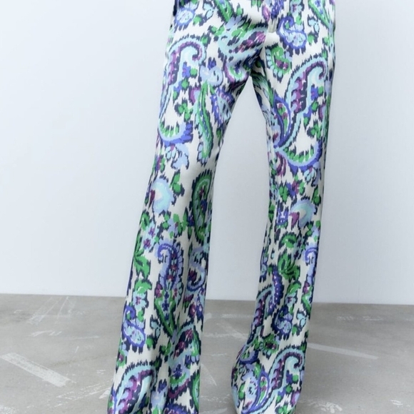 Zara Paisley Wide Leg Pants In An Xs - Picture 2 of 4